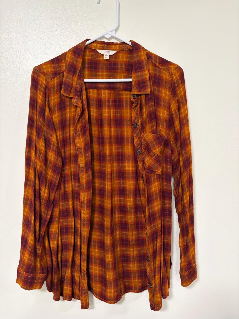 Terra & Sky Orange and Burgundy Plaid Button-Down Shirt